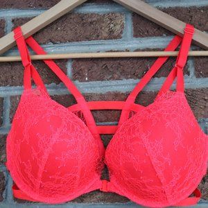 victoria secret * red bra * size 34DD * very sexy push up * strappy back 34E EUC